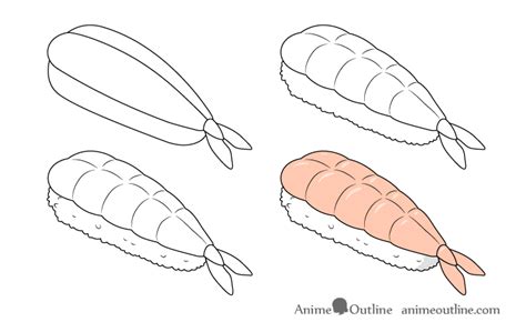 How to Draw Sushi Step by Step - AnimeOutline