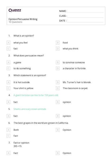 50 Persuasive Writing Worksheets For 3rd Grade On Quizizz Free And Printable