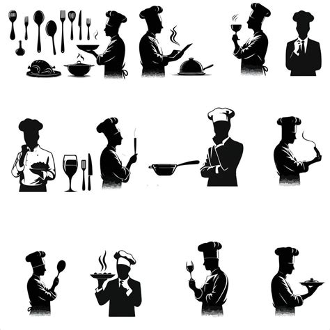 Printchef silhouette , chef poses silhouette , chef standing silhouette ...