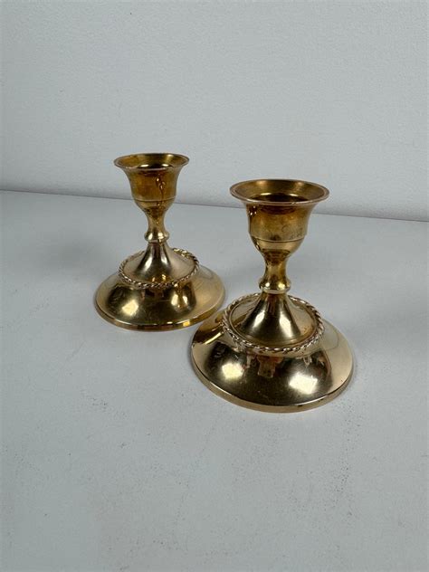 Vintage 3 Tall 3 W Solid Brass Candles Holder Set Of Two Taper Candle