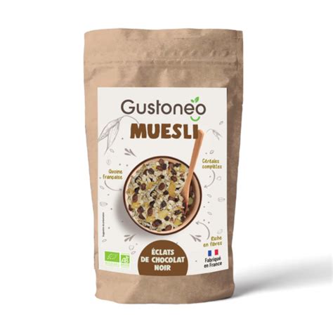 Muesli Bio Aux Clats De Chocolat Noir Gustoneo Boutique Produits Bio