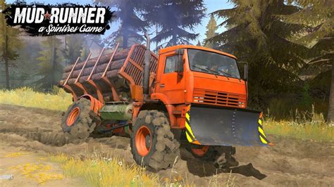 Spintires MudRunner Yamal B4S Monster Timber Truck Delivering Logs