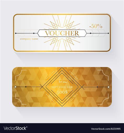 T Voucher Template With Gold Pattern T Vector Image