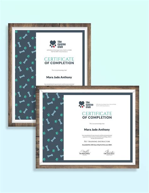 Service Training Certificate Template In Pages Indesign Publisher