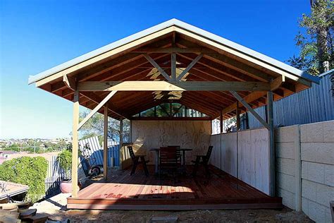 Gable Timber Patio With Pine Lining Blue Sky Carpentry Perth