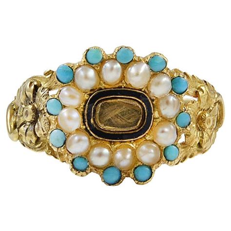 Antique Turquoise Pearl Gold Memorial Ring In 2024 Antique Turquoise Jewelry Turquoise