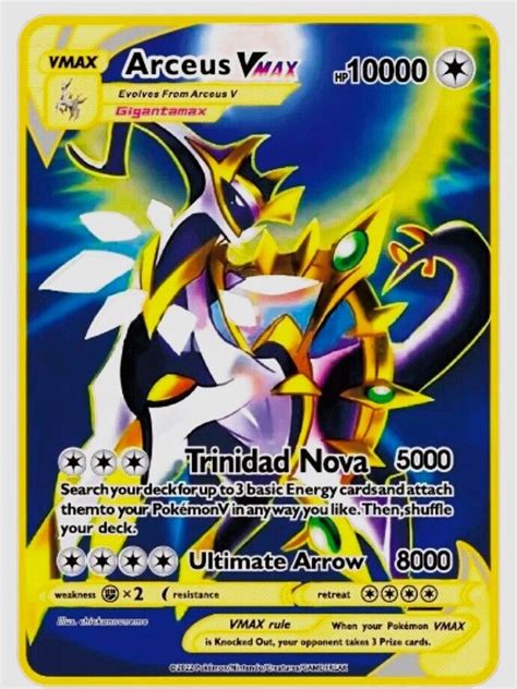 Pokemon Metal Gold Card Arceus Vmax Blue Hp Pikachu Charizard