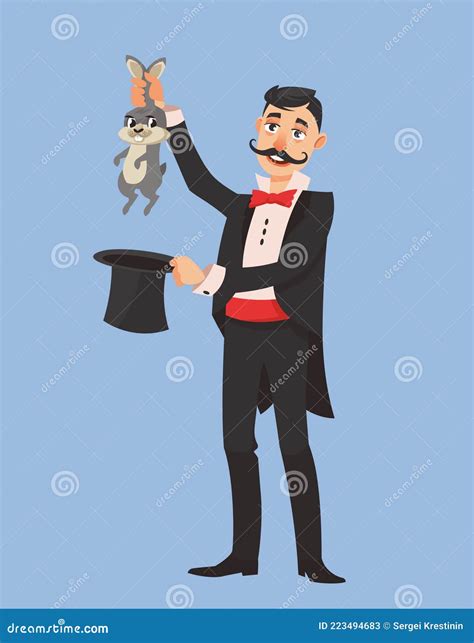 Magician Pulling Rabbit Out Of His Hat Stock Vector Illustration Of