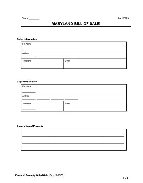 Free Fillable Maryland Bill Of Sale Form Pdf Templates The Best Porn