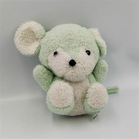 Ancienne Peluche Doudou Souris Verte Ajena