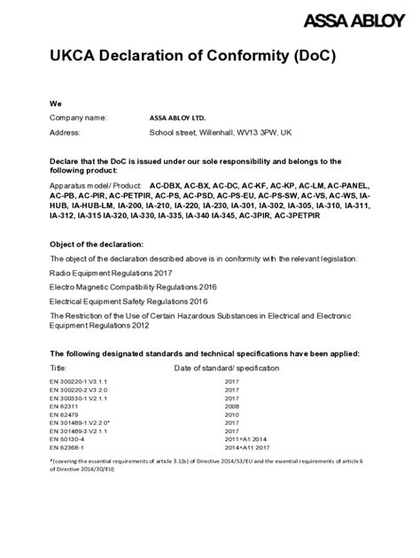 Fillable Online Explaining The Uk Declaration Of Conformity For Ukca