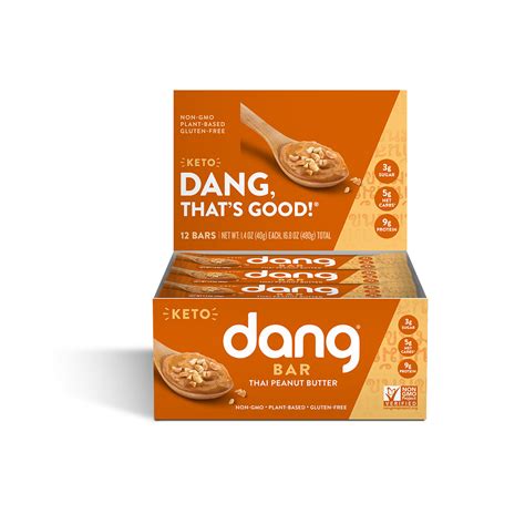 Dang Bar Peanut Butter Keto Snack, Plant Based, Low Carb (12 pack ...