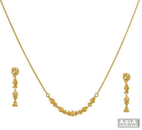 22kt Gold Simple Necklace Set Ajns52995 22k Gold Simple Necklace