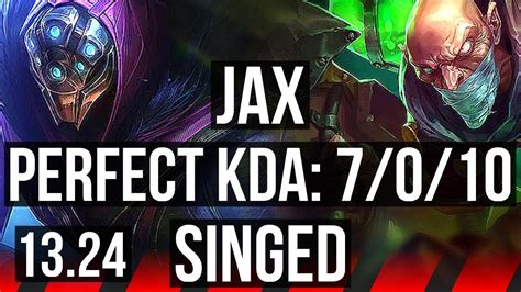 Jax Vs Singed Top 7010 Godlike 300 Games Na Master 1324