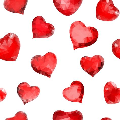 Premium Vector Seamless Pattern Of Red Hearts Consisting Of Triangles