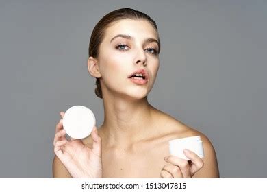 Beautiful Woman Naked Shoulders Cosmetics Skin Stock Photo