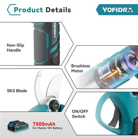 Yofidra Mm Brushless Electric Pruning Shears Electric Scissors For