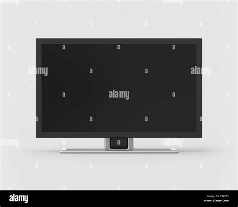 24 inch widescreen television on a light grey background. 3d render. Front view. Isolated ...