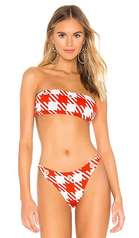 Solid Striped Annabelle Bikini Top In Lipstick Gingham REVOLVE