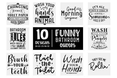 Funny Bathroom Quotes Sign Svg Bundle Graphic By Craftlabsvg · Creative