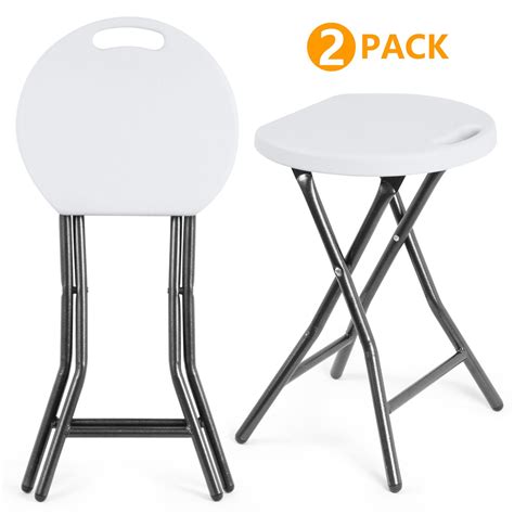 18 Portable White Folding Stools Plastic Backless Collapsible Stools