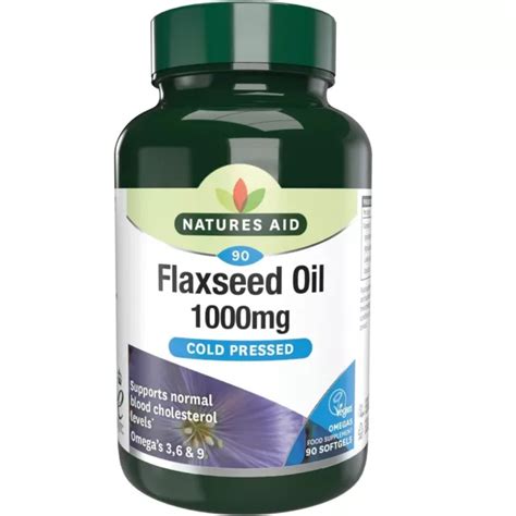 Flaxseed Oil Capsules 1000mg Omega 3 180 Vegan Soft Gel Natures Aid Bb