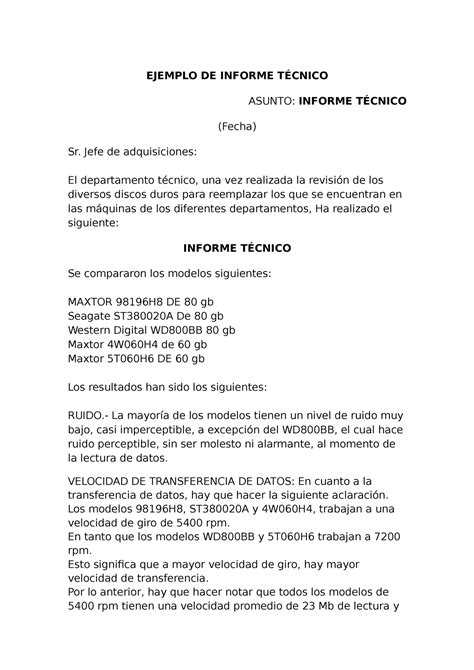 Ejemplo De Informe Tecnico Templates Printable Free