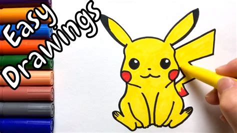 Pikachu Drawing Easy With Colour