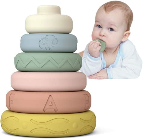 Amazon Mini Tudou 6 PCS Baby Stacking Nesting Toys Soft