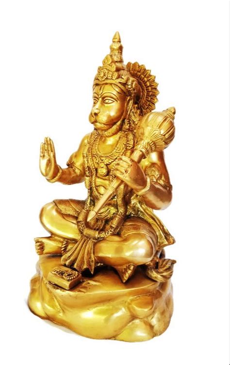 Vikas Golden Gold Plated Brass Hanuman Ji Statue For Worship Size