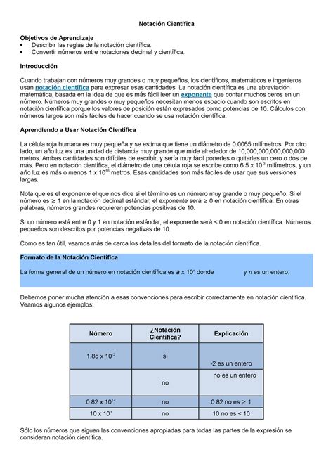 Notación Científica Te sirve para resolver problemas mayores y