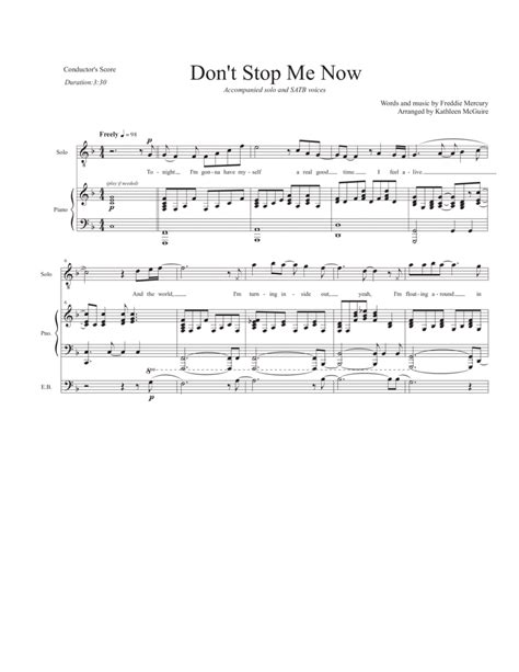 Dont Stop Me Now Arr Kathleen Mcguire By Queen Sheet Music For Jazz