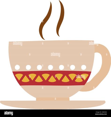 Hot Coffee Mug Icon Over White Background Handrawn Style Vector