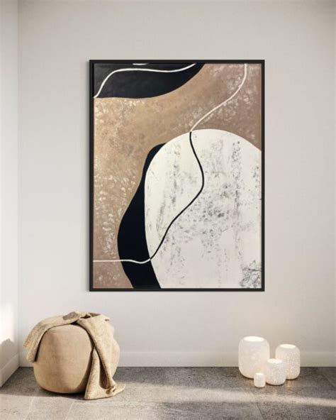 Neutral Flow Nude Pink And Black Abstract Art Version 2 ARTIQUE Gallery