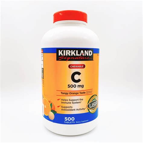 Viên uống bổ sung Vitamin C 500mg KIRKLAND Signature lọ 500 viên nhai