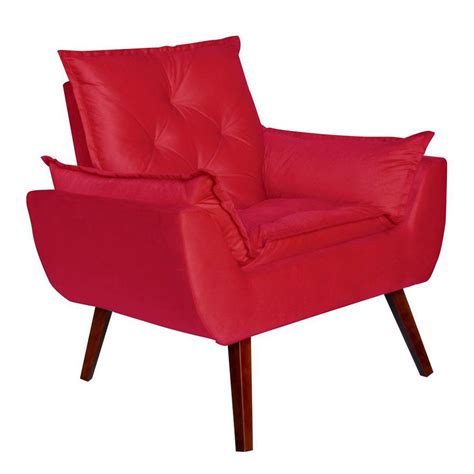 Poltrona Decorativa P S Trap Zio Opala Suede Vermelho Ds Estofados Em