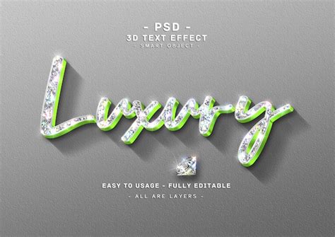 Premium Psd Luxury Text Effect 3d Green Diamond Left Style