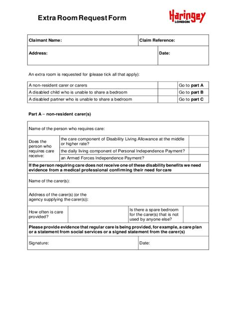 Fillable Online Haringey Gov Uk Files ExtrabedroomformExtra Room