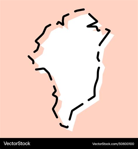 Greenland Island Simplified Map Royalty Free Vector Image