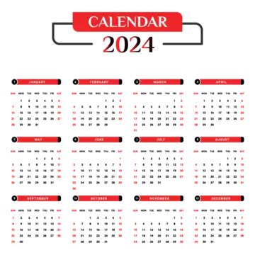 Gambar Kalender Tahunan Desain Geometris Hitam Dan Merah Vektor