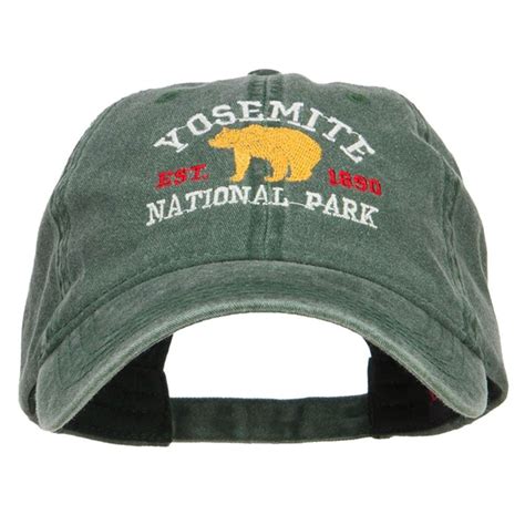 Yosemite National Park Embroidered Washed Cap Dk Green Ca17yz8sc99