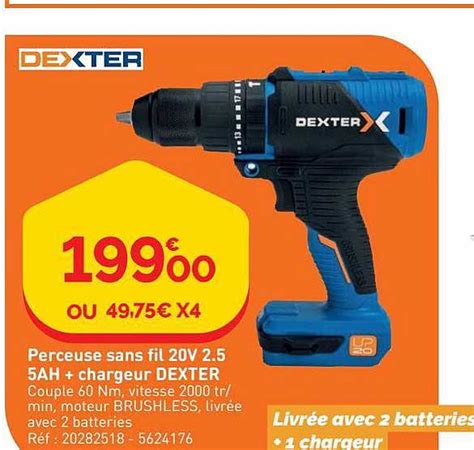 Promo Perceuse Sans Fil V Ah Chargeur Dexter Chez Weldom