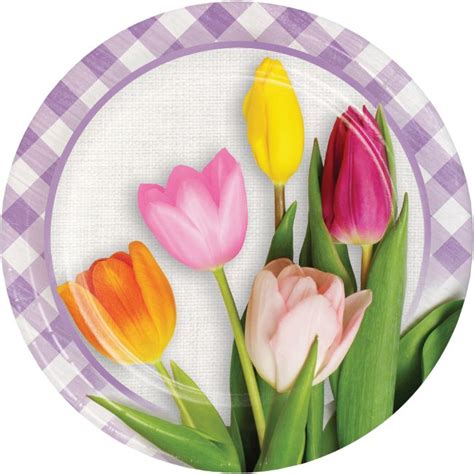 Spring Tulips 9 Inch Plates Party At Lewis Elegant Party Supplies