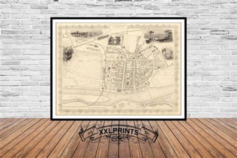 Old Map Of Perth City Plan Antique Map Fine Etsy In Fine