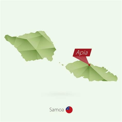 Green gradient low poly map of Samoa with capital Apia 36478263 Vector ...