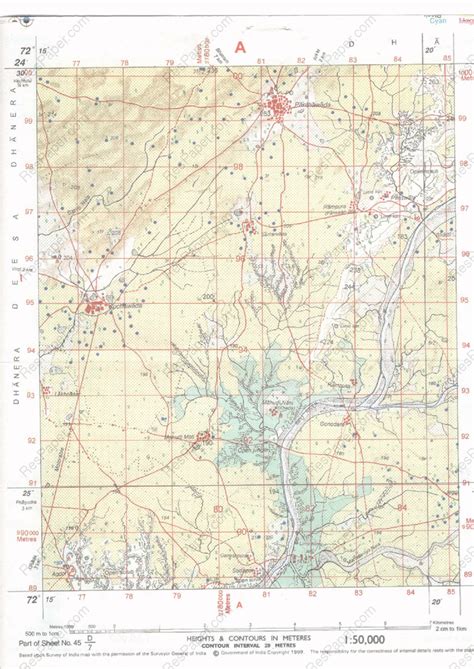 Geography Survey of India: Map Sheet No. 45D/7 A Extract