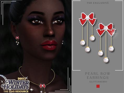 The Sims Resource Pearl Bow Earrings