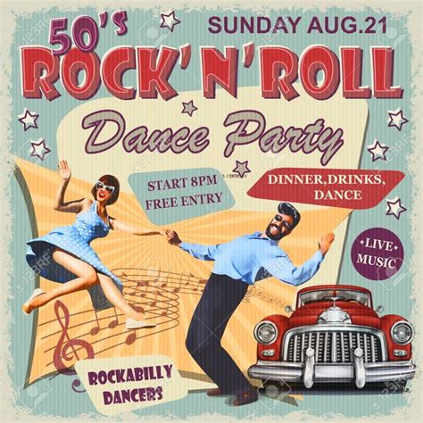 Rock And Roll Dance Party Retro Poster Spon Dance Roll Rock