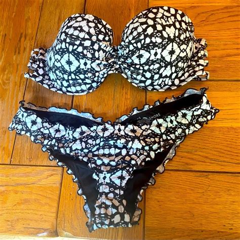 Shade Shore Swim Ruched Lettuce Trim Bikini Poshmark