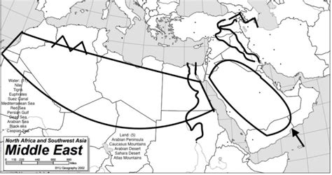 Middle East and North Africa Physical Map Diagram | Quizlet